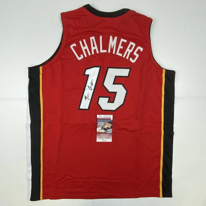 Autographed Mario Chalmers Miami Red Basketball Jersey JSA COA | Hall of Fame Sports Memorabilia | vintageantiquesgifts.com