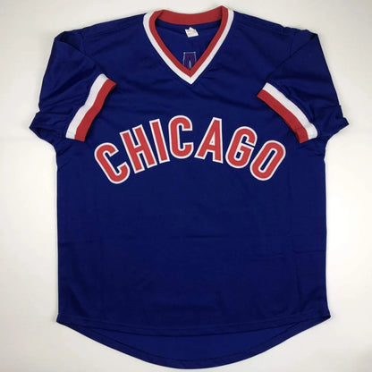 Autographed Mark Grace Chicago royal blue custom jersey, professional sports league