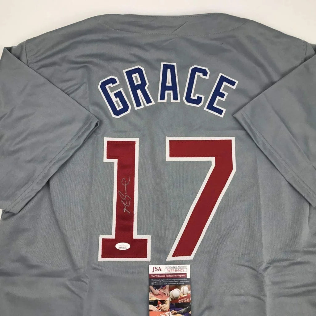Autographed Mark Grace Chicago gray custom jersey with JSA COA