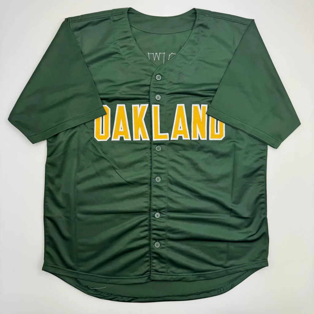 Autographed Mark McGwire Oakland Green Baseball Jersey Beckett BAS COA | Authenticated Signed Sports Jersey | vintageantiquesgifts.com