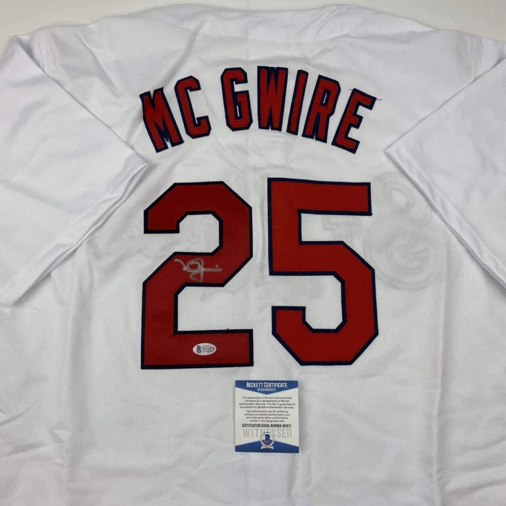 Autographed Mark McGwire St. Louis white custom jersey with JSA COA