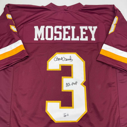 Maroon custom jersey signed by Dan Monk, a pro sports league MVP memorabilia piece