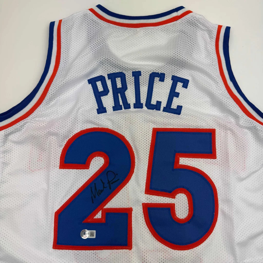 Autographed Mark Price Cleveland white custom basketball jersey back, number 25