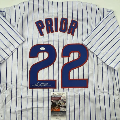 Autographed Mark Prior Chicago Pinstripe Baseball Jersey JSA COA | Certified Authentic Signed Memorabilia | vintageantiquesgifts.com