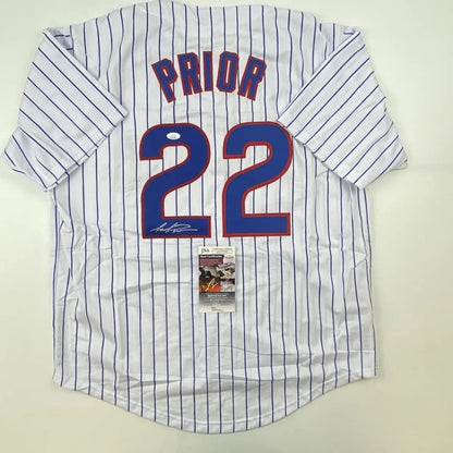 Autographed Mark Prior Chicago Pinstripe Baseball Jersey JSA COA | Hall of Fame Sports Memorabilia | vintageantiquesgifts.com