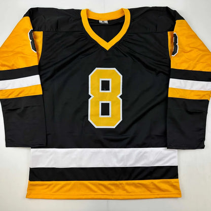 Black and gold custom hockey jersey with number 8 from Professional Sports League
