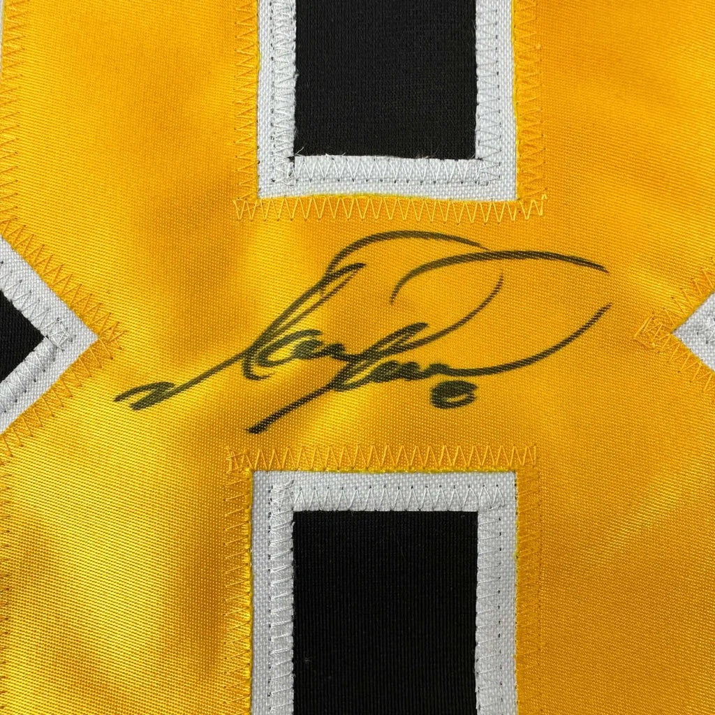 Yellow and black custom jersey with embroidered signature from Professional Sports League