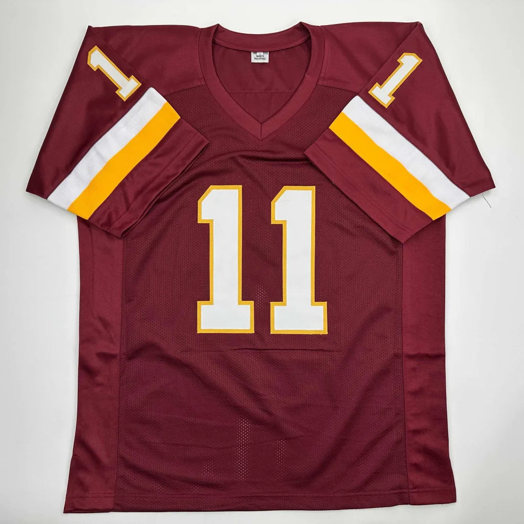 Autographed Mark Rypien Washington custom jersey, maroon with white gold number 11