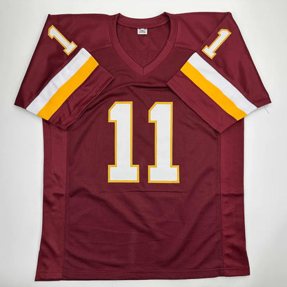 Autographed Mark Rypien Washington custom jersey, maroon with white gold number 11