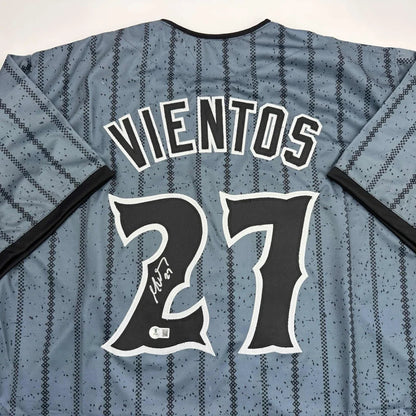 Autographed Mark Vientos New York City Connect Grey Baseball Jersey Beckett BAS COA | Certified Authentic Signed Memorabilia | vintageantiquesgifts.com