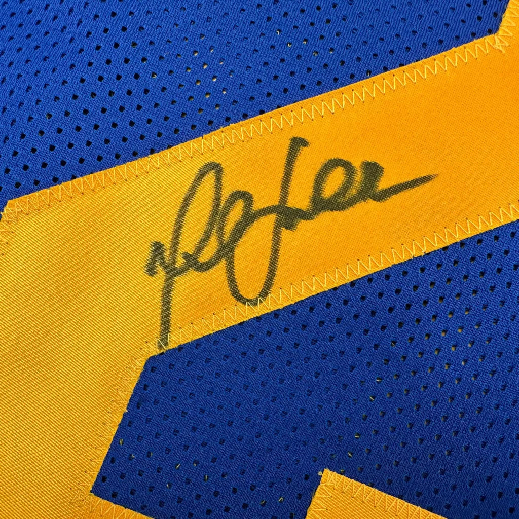 Autographed Marshall Faulk St. Louis Blue Football Jersey Beckett BAS COA | Authenticated Signed Sports Jersey | vintageantiquesgifts.com