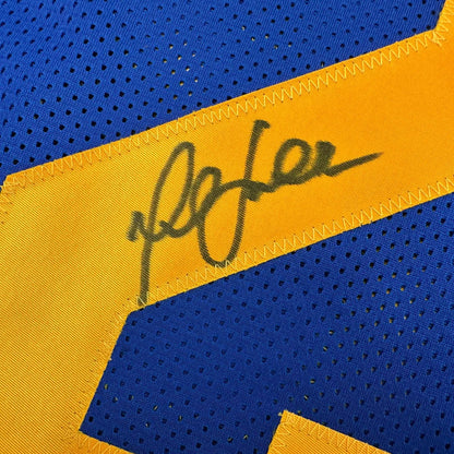 Autographed Marshall Faulk St. Louis Blue Football Jersey Beckett BAS COA | Authenticated Signed Sports Jersey | vintageantiquesgifts.com