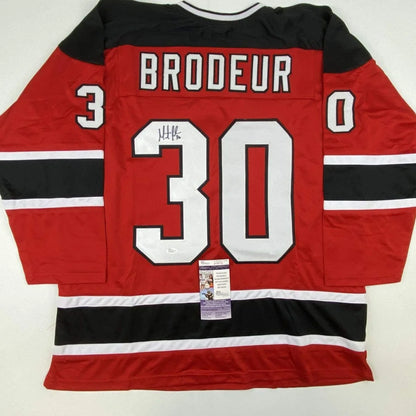Autographed Martin Marty Brodeur New Jersey Red Hockey Jersey JSA COA | Hall of Fame Sports Memorabilia | vintageantiquesgifts.com