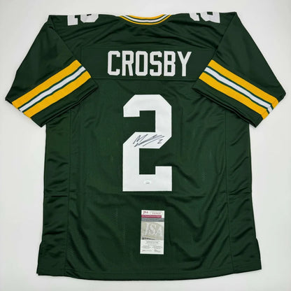 Back of autographed Mason Crosby Green Bay Packers custom jersey, JSA COA