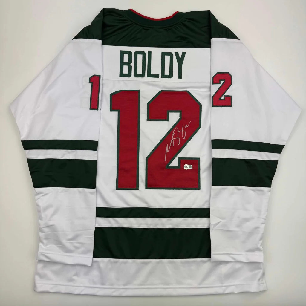 White custom jersey with BOLDY 12 autograph from Professional Sports League