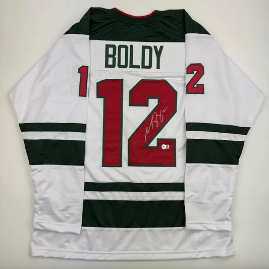 White custom jersey with BOLDY 12 autograph from Professional Sports League