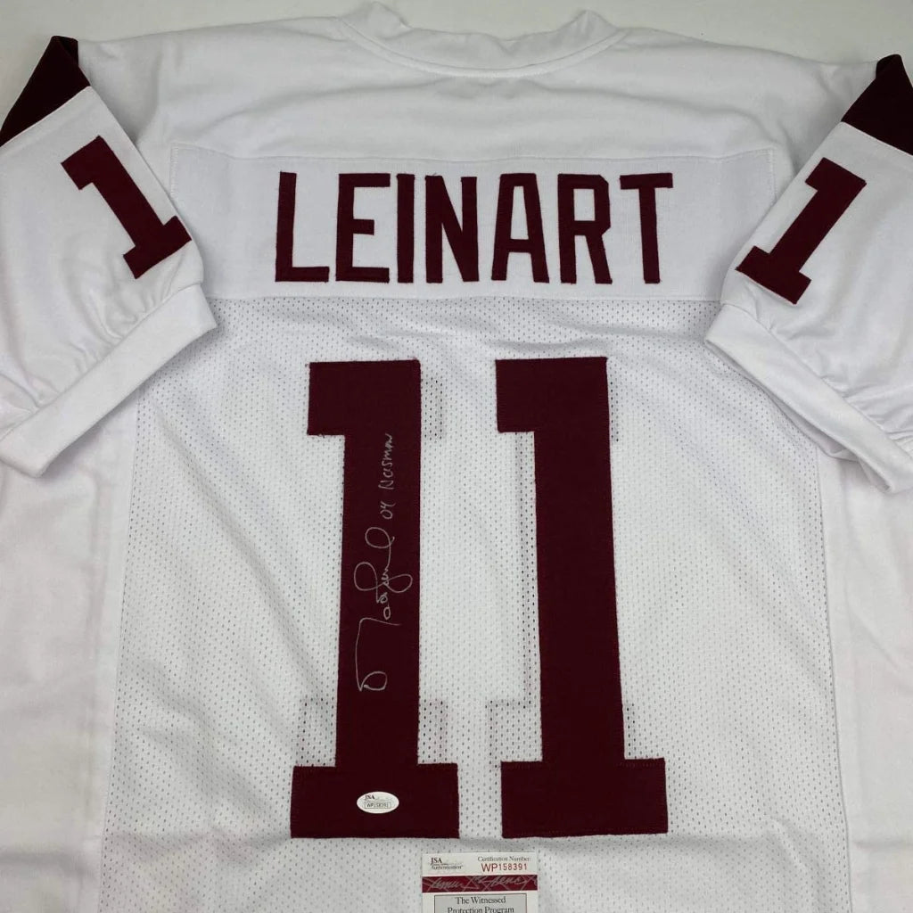 Autographed Matt Leinart 04 Heisman USC Southen Cal White College Football Jersey JSA COA | Certified Authentic Signed Memorabilia | vintageantiquesgifts.com