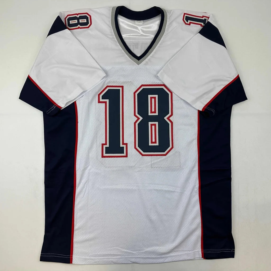 White and navy blue custom jersey with number 18 from Professional Sports League
