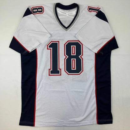 White and navy blue custom jersey with number 18 from Professional Sports League