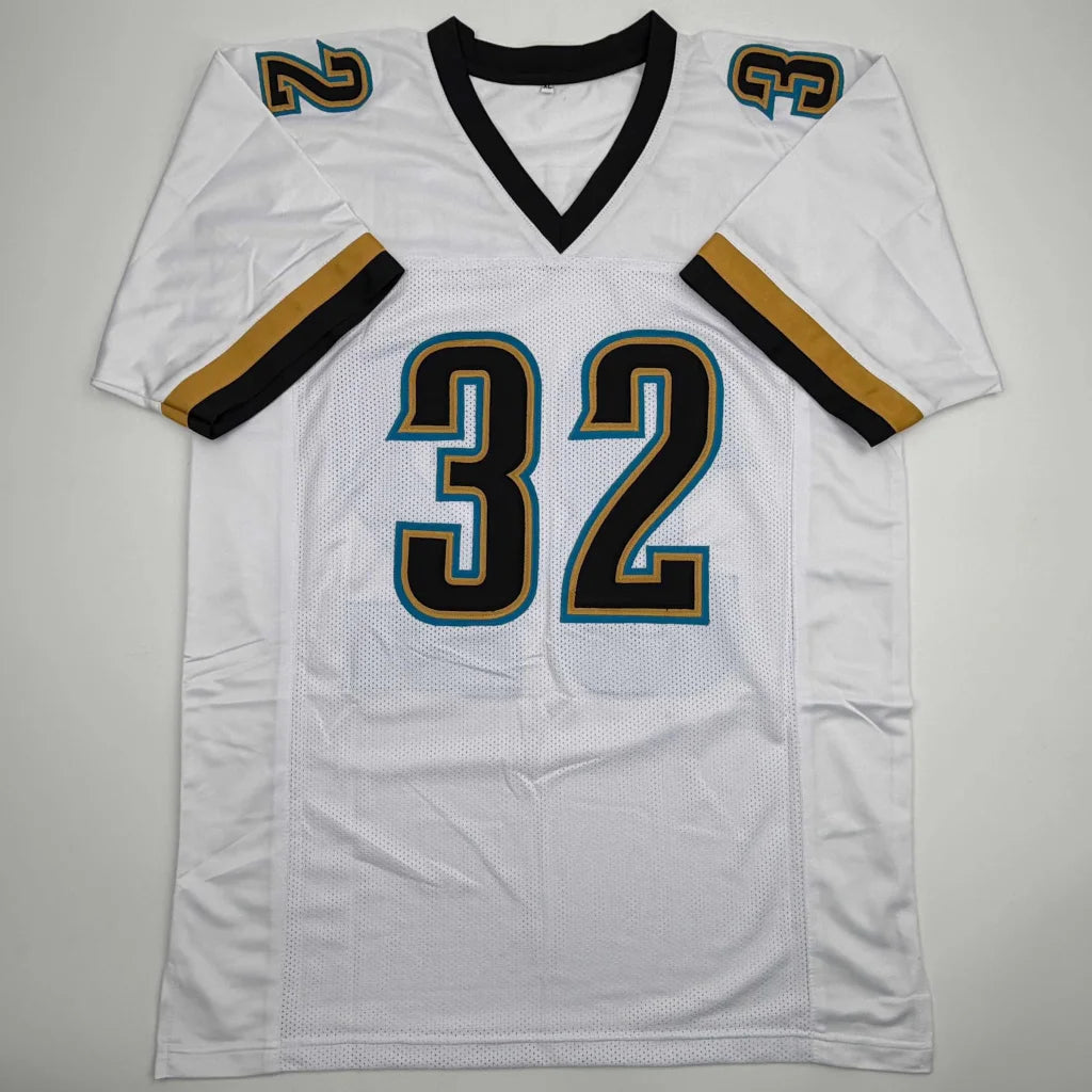 Autographed Maurice Jones-Drew white custom jersey number 32, Jacksonville pro sports league