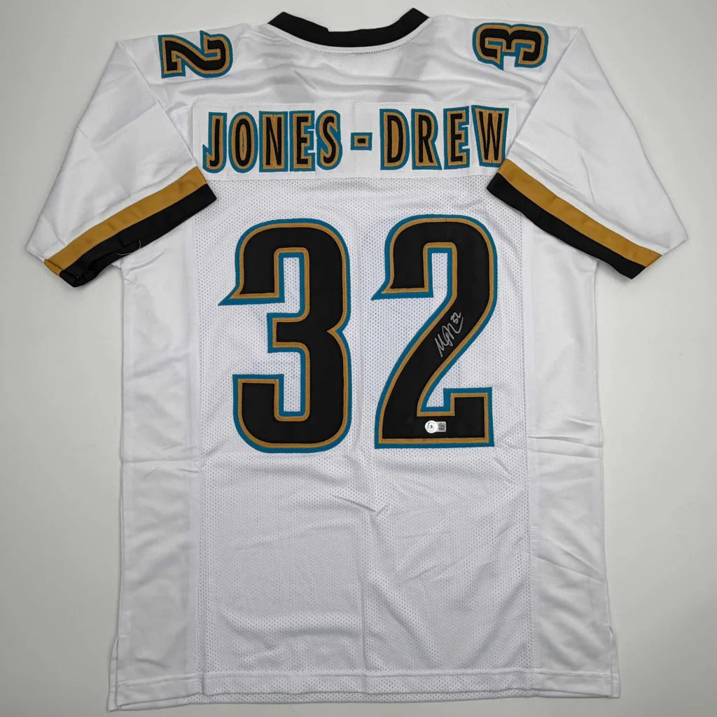 Autographed Maurice Jones-Drew Jacksonville Jaguars white custom jersey back, #32