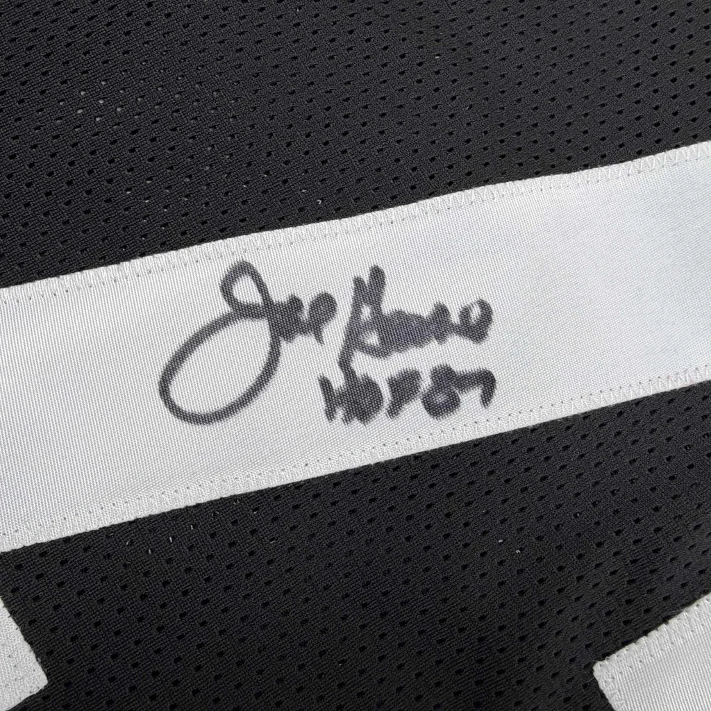 Autographed Mean Joe Greene black mesh jersey with white stripe, Pittsburgh Steelers HOF custom jersey