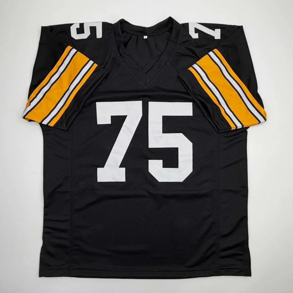 Autographed Mean Joe Greene Pittsburgh Steelers black custom jersey with number 75