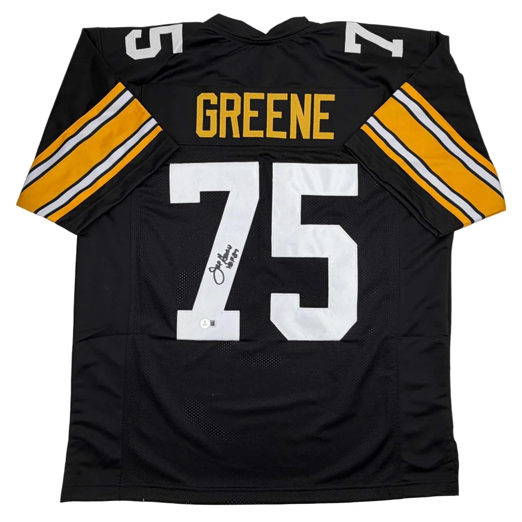 Autographed Mean Joe Greene Pittsburgh Steelers black custom jersey, number 75