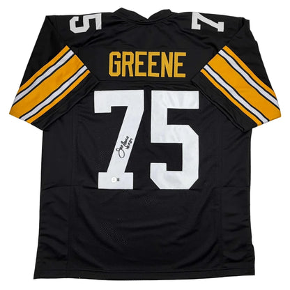 Autographed Mean Joe Greene Pittsburgh Steelers black custom jersey, number 75