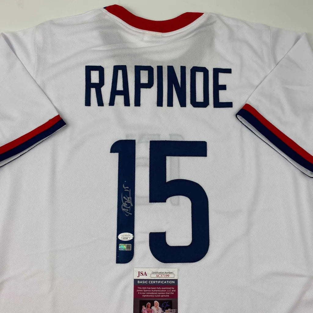 Autographed Megan Rapinoe White Soccer Team USA United States World Cup Jersey JSA COA | Certified Authentic Signed Memorabilia | vintageantiquesgifts.com