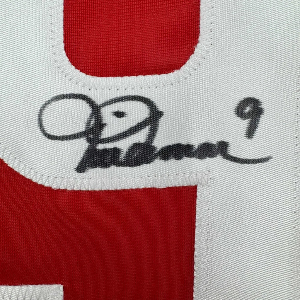 Autographed red and white custom jersey from Mia Hamm sports memorabilia collectors dream