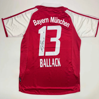 Autographed Michael Ballack FC Bayern Munich Red Soccer Futbol Jersey Beckett BAS COA | Hall of Fame Sports Memorabilia | vintageantiquesgifts.com