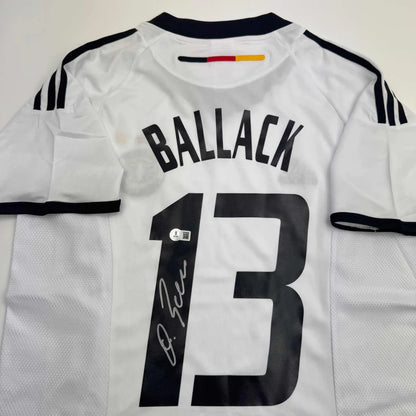 Autographed Michael Ballack Germany White Soccer World Cup Jersey Beckett BAS COA | Certified Authentic Signed Memorabilia | vintageantiquesgifts.com