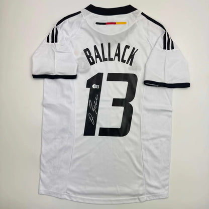 Autographed Michael Ballack Germany White Soccer World Cup Jersey Beckett BAS COA | Hall of Fame Sports Memorabilia | vintageantiquesgifts.com