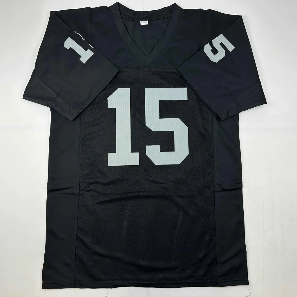 Autographed Michael Crabtree Oakland Las Vegas Black Football Jersey JSA COA | Authenticated Signed Sports Jersey | vintageantiquesgifts.com