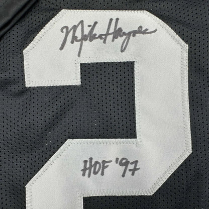 Autographed black and white custom jersey Michael Haynes HOF number 9 Oakland Raiders