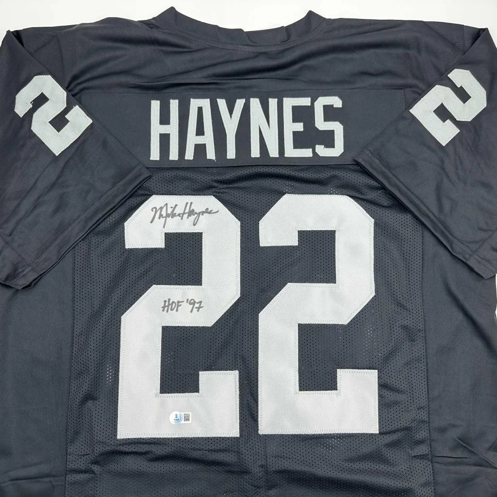 Custom jersey Michael Haynes HOF autographed black Oakland Raiders 22