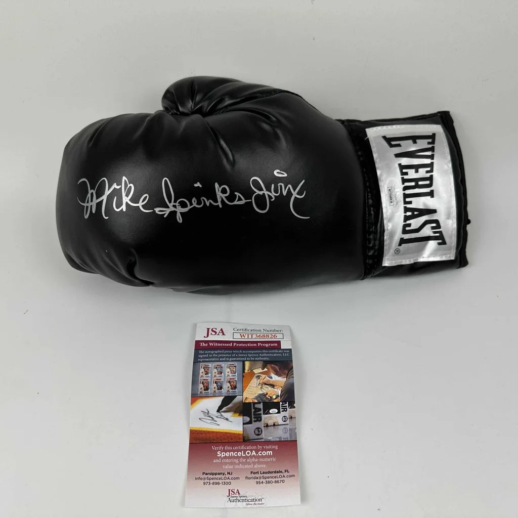 Autographed Michael Jinx Spinks Black Everlast Boxing Glove JSA COA | Hall of Fame Sports Memorabilia | vintageantiquesgifts.com