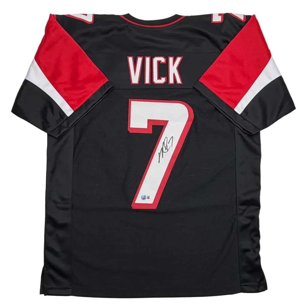 Autographed Michael Vick black custom jersey with Vick 7, Beckett COA