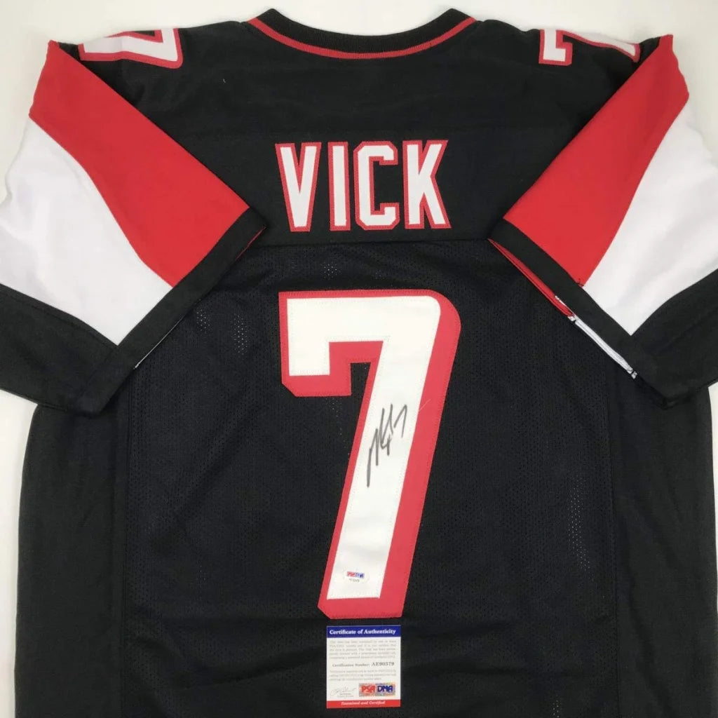 Black custom jersey with VICK 7 autographed for football sports league fans