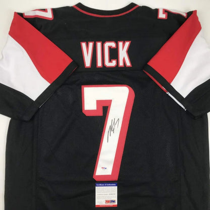 Black custom jersey with VICK 7 autographed for football sports league fans