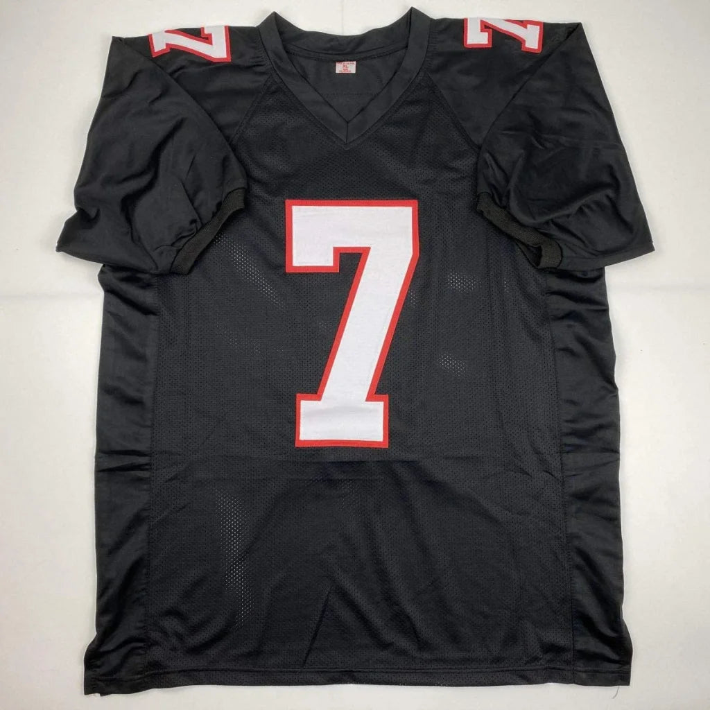 Black short-sleeved custom jersey with number 7 for professional sports league fans