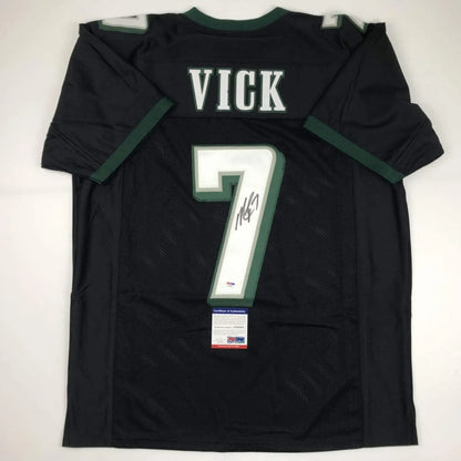 Black Michael Vick #7 autographed football jersey from Authentic Michael Vick professional sports league