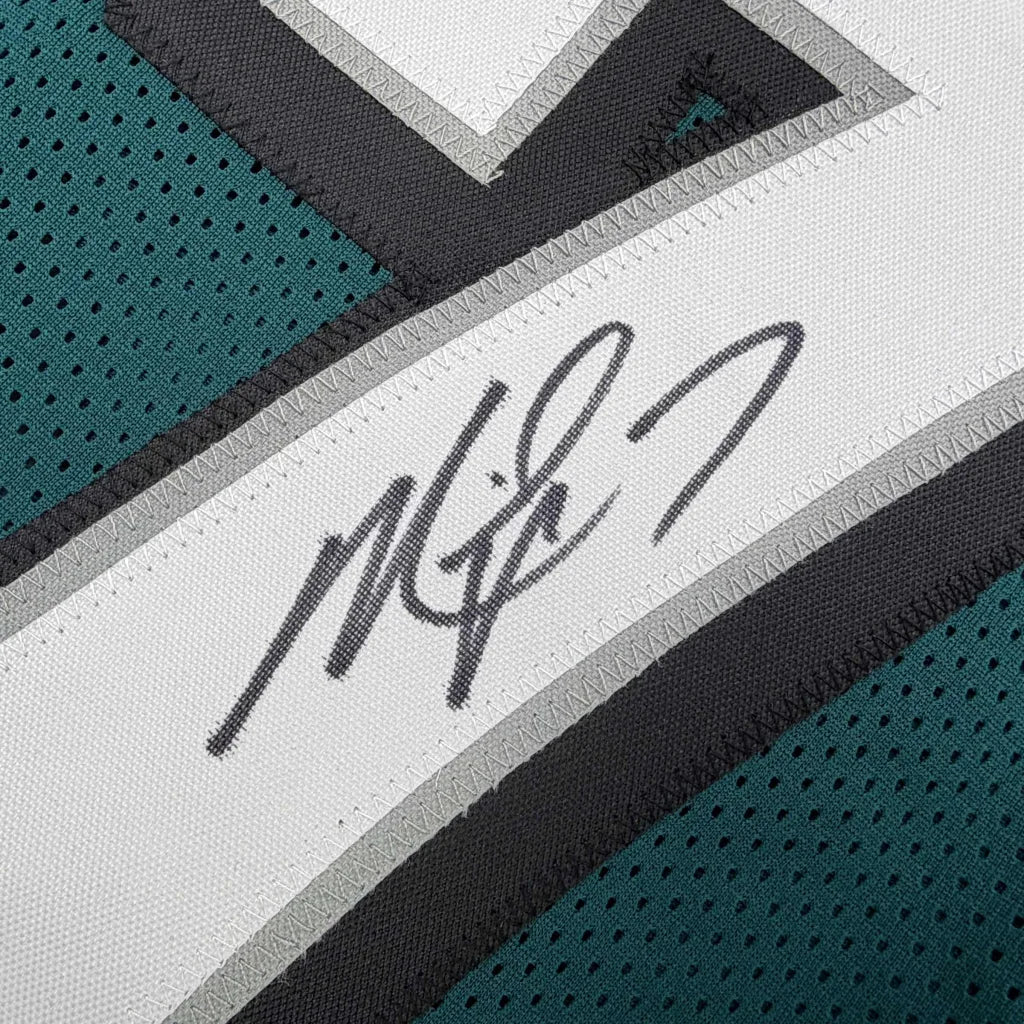 Autographed Michael Vick Philadelphia Green Football Jersey Beckett BAS COA | Authenticated Signed Sports Jersey | vintageantiquesgifts.com