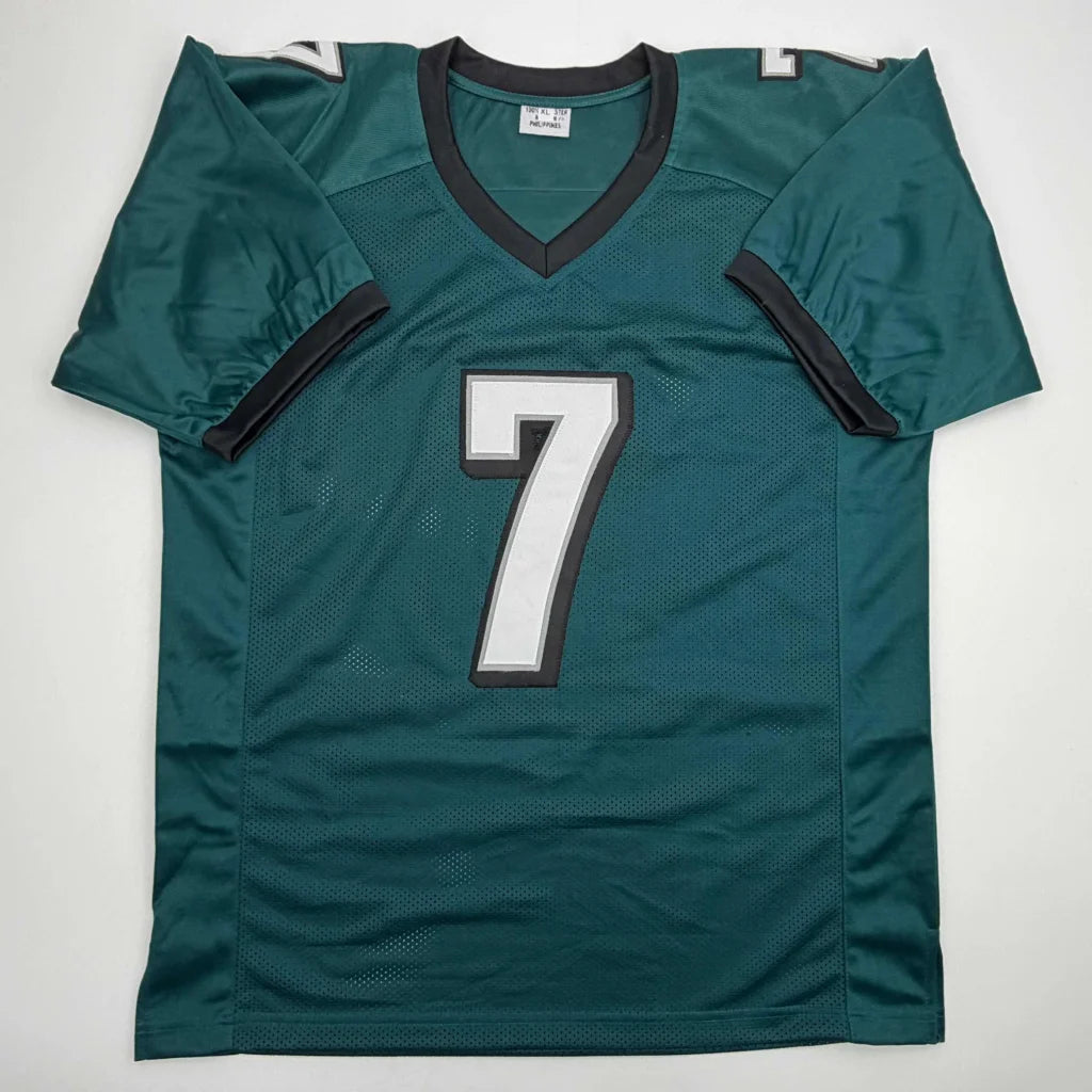 Autographed Michael Vick Philadelphia Green Football Jersey Beckett BAS COA | Authenticated Signed Sports Jersey | vintageantiquesgifts.com