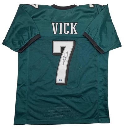 Autographed Michael Vick Philadelphia Green Football Jersey Beckett BAS COA | Hall of Fame Sports Memorabilia | vintageantiquesgifts.com