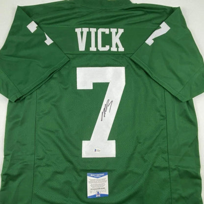 Autographed Michael Vick green custom jersey with number 7, Philadelphia Eagles professional sports league