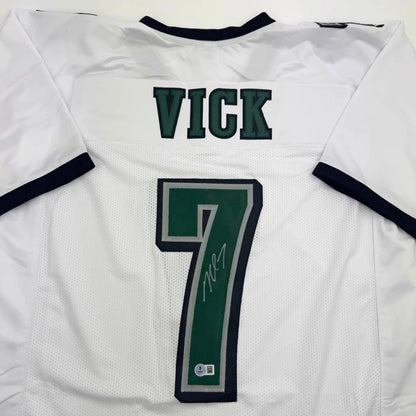 Autographed Michael Mike Vick Philadelphia White Football Jersey Beckett BAS COA | Certified Authentic Signed Memorabilia | vintageantiquesgifts.com