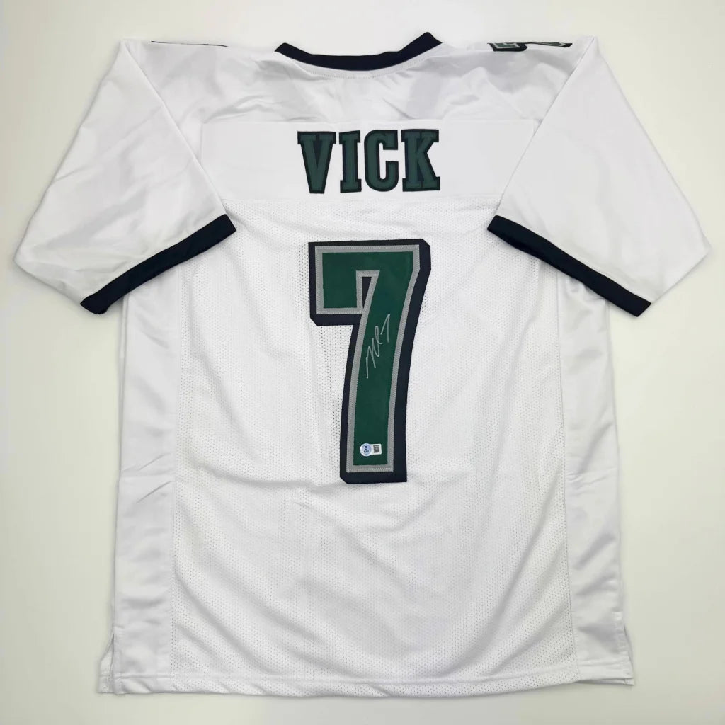 Autographed Michael Mike Vick Philadelphia White Football Jersey Beckett BAS COA | Hall of Fame Sports Memorabilia | vintageantiquesgifts.com