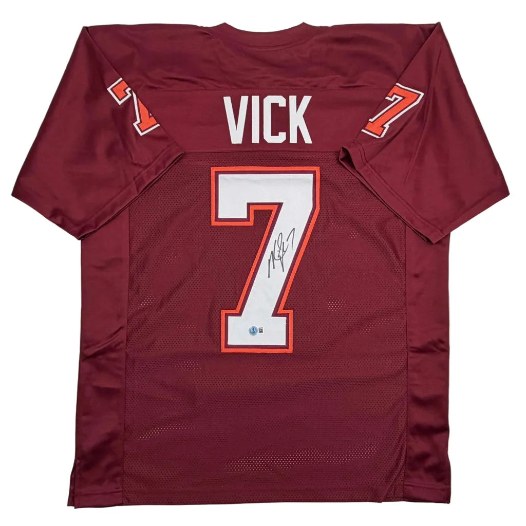 Autographed Michael Vick Virginia Tech maroon custom jersey with number 7